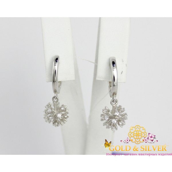 Жіночі сережки срібні "Сніжинка" 1138461 , Gold &amp Silver Gold & Silver, Украина